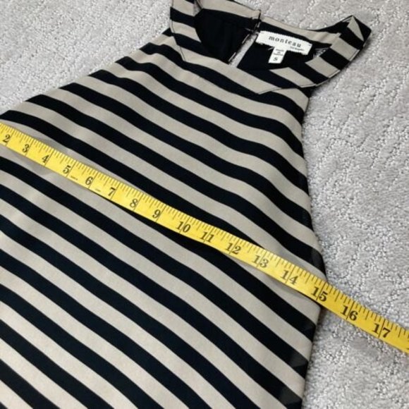 Monteau Women's Striped Black and Beige Layered Tank Top Blouse, Size Sm… - Picture 5 of 7
